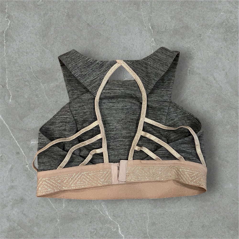Free People Gray and Beige Strappy Crop Top